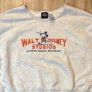 Disney Gray Crew Neck Sweater with Orange Logo